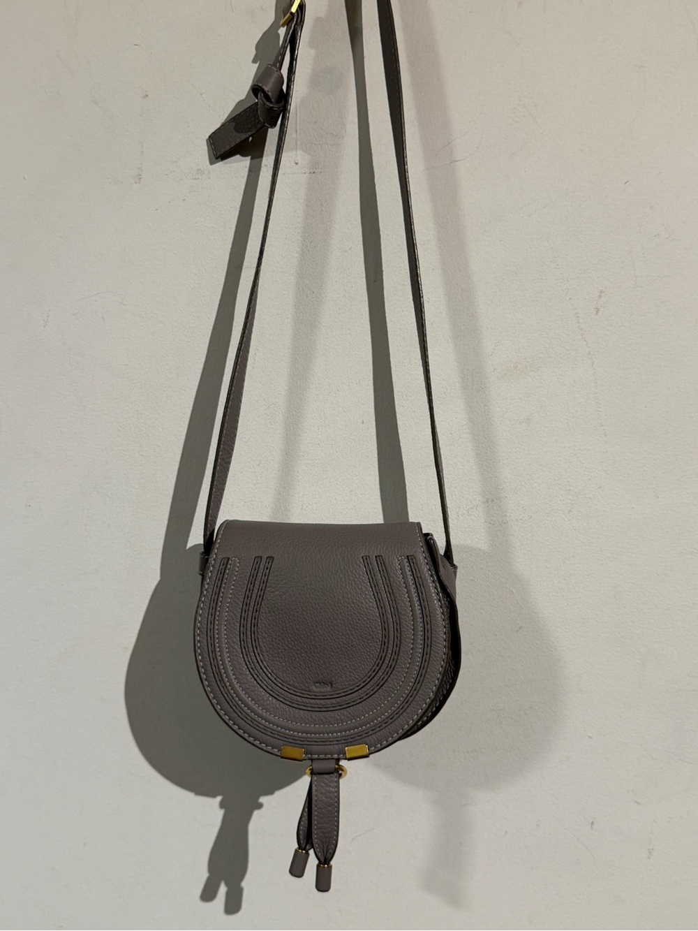 Chloe Crossbody Bag in Dark Gray with Gold Hardware